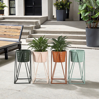 Pots à fleurs multifonctionnels de haute qualité, en métal, modernes, écologiques, colorés, pour la maison et le jardin, avec support, jardinières en fer pour l'extérieur