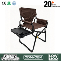 Chaise pliante de directeur avec table latérale, en tissu Oxford 600D et cadre en tube d'acier, capacité de charge 150 kg, pour camping, pêche et plage en extérieur