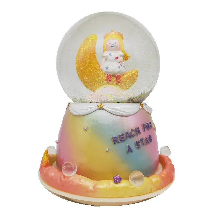 100mm Stock Resin Cute Prince LED Musical Snow Globe Artificial Style for Home Decoration Photo of Paris Wedding