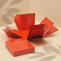 Boîte cadeau rigide multicouche orange brillante avec couvercle, personnalisable avec logo en feuille d'or, album photo DIY haut de gamme et écologique, boîte surprise à ouverture explosive