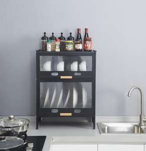 Égouttoir à vaisselle robuste en métal à poser sur l'évier avec couvercle, double niveau, durable et écologique - Product Image 1