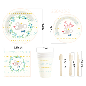 Juego de vajilla desechable para fiesta de baby shower DAMAI, platos de papel con diseño floral para suministros de cumpleaños, para 8 personas - Product Image 6