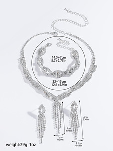 Conjunto de Joyería de Boda con Pedrería Brillante - Collar, Pulsera y Aretes de Tres Piezas |   Colección de Accesorios al por Mayor - Product Image 6
