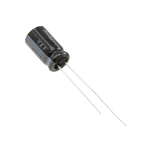 Condensateur traversant à canal fabricant, alumine, 100 µF, 20 %, 16 V, radial, TH 100 µF 16YXF100MEFC6.3X11 - Product Image 1