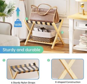 Étagère de support de <span class=keywords><strong>valise</strong></span> de <span class=keywords><strong>porte</strong></span>-bagages en bambou pliable de haute qualité <span class=keywords><strong>pour</strong></span> <span class=keywords><strong>chambre</strong></span> à coucher et <span class=keywords><strong>chambre</strong></span> d'amis d'hôtel - Product Image 6