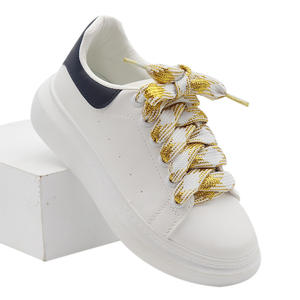 Weiou Lacets plats bicolores <span class=keywords><strong>en</strong></span> fil métallique de conception personnalisée de 50 à 200cm de <span class=keywords><strong>longueur</strong></span> pour les chaussures décontractées Jump-mans 700 <span class=keywords><strong>en</strong></span> polyester durable - Product Image 4