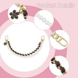 Uxcell Pearl <b>Purse</b> Double Chain Metal <b>Purse</b> Extender Chain PU Leather Handle Replace Chain <b>Purse</b> Handles Chain Wrist For Handbag - Product Image 4