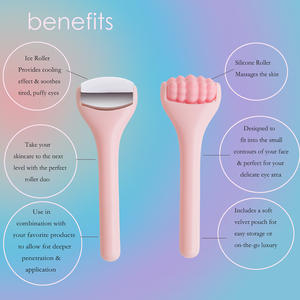 أداة تدليك الوجه والعينين من الفولاذ المقاوم للصدأ بشعار خاص لتخفيف الانتفاخ، أداة محمولة للعناية بالبشرة وعلاج الصداع النصفي وإزالة التجاعيد للاستخدام المنزلي - Product Image 4