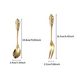 Baroque Seashell Shaped Coffee Tea Spoon 304 Stainless Steel <b>Dessert</b> Fruit <b>Fork</b> Mirror Polished for Wedding Restaurant Hotel - Product Image 2
