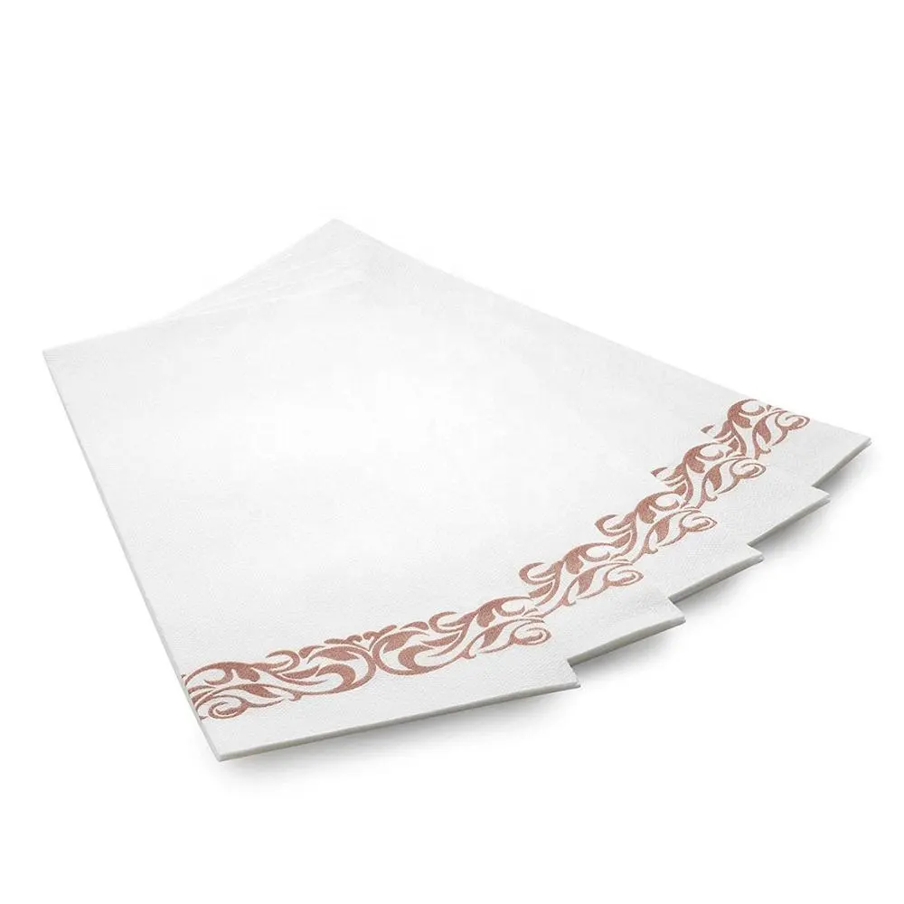 Mouchoir blanc avec motif doré Essuie-mains en papier doux et absorbant au toucher lin Serviettes à main