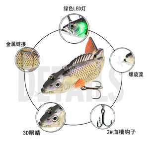 Wholesale 4-segement 95mm 26g Swimbait Usb Rechargeable <strong>Flashing</strong> Led Lures Peche Auto Lure Bait Robotic Swimming Fishing Lures - Product Image 3