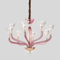 Lustre en verre soufflé à la main personnalisable, style Murano, arc-en-ciel, design européen pour salon, éclairage d'hôtel