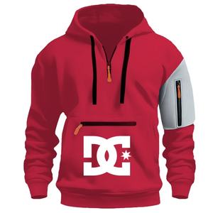 سترة رياضية شتوية كاجوال للرجال بغطاء للرأس وسحاب، متعددة الجيوب، بنمط صلب أو مطبوع، مع إمكانية وضع شعار مخصص، تصميم فضفاض، محبوكة بشكل ثقيل - Product Image 5