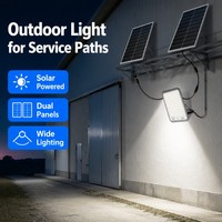 Projecteur LED à double panneau solaire, étanche IP66, conception séparée pour l'éclairage agricole, paysager et commercial