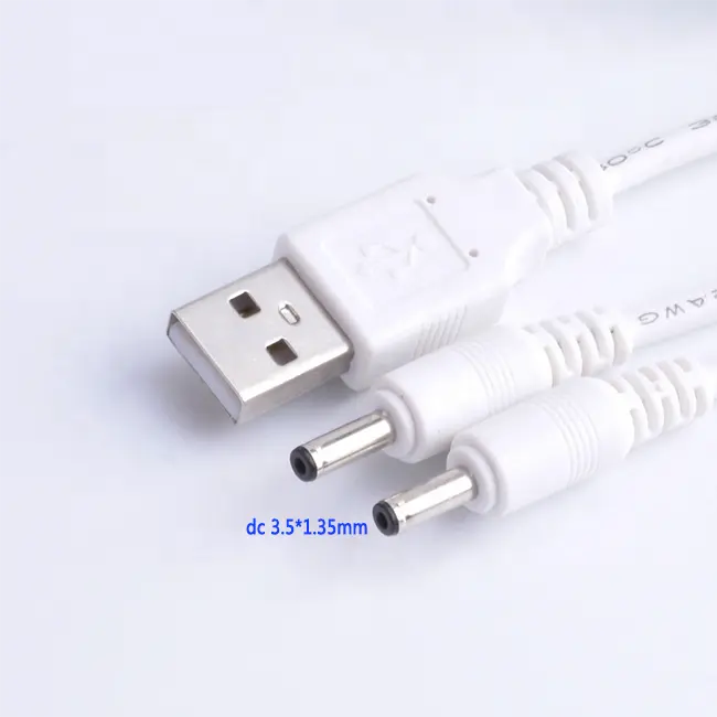 2 trong 1 DC cáp điện USB 2.0 loại một nam đến DC 5.5*2.5mm 5525 DC 3.5*1.35mm dây cáp điện