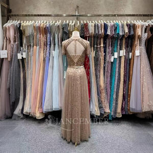 Robes de soirée sexy en sequins <span class=keywords><strong>champagne</strong></span> de haute qualité, robes de soirée de mariage pour femmes élégantes Lsja78 - Product Image 4