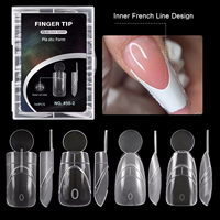 140PCS Moldes de Uñas Duales para Formas Superiores Ovaladas, Cuadradas y Ataúd, con Línea de Arco Interior, para Manicura Francesa Rápida, Acabado Mate