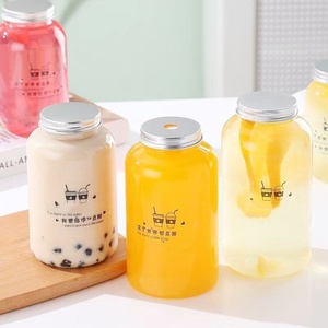 ขวดน้ำผลไม้ PET ใสปราศจากสาร BPA ขวดพลาสติกพร้อมฝาปิดสำหรับบรรจุภัณฑ์ชาน้ำโยเกิร์ตน้ำผลไม้สด - Product Image 1