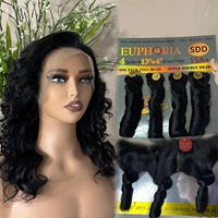 KEMY HAIR 4+1 SDD Paquete de Cabello Humano Remy Súper Doble Trama con Frontal 4*13 Liso Natural Vietnamita para Mujeres Negras