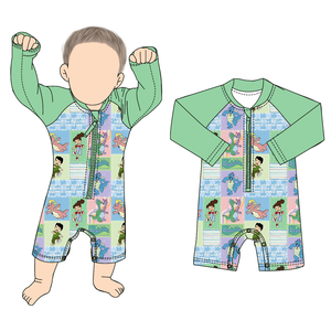 Neue Amerikanische Babykleidung für Jungen, Bambus-Strampler mit Reißverschluss, Kurze Reißverschluss-Overalls mit Tier-Zoo-Motiv für den Schulanfang - Product Image 1