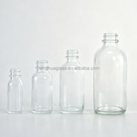 Bouteilles en verre rondes transparentes de 15 ml, 30 ml, 60 ml, 120 ml avec pompe à lotion, compte-gouttes, vaporisateur à fine brume, bouchon à vis pour huiles essentielles