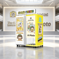 Kiosque photo commercial incurvé en bois avec imprimante et appareil photo à vendre