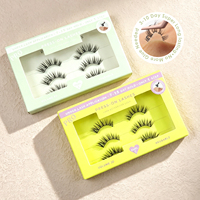 Cils pré-encollés demi-bouquets, courbés, DIY, effet wispy et volumineux, style Manga, tailles et boucles personnalisées, résistants à l'eau, certifiés CE ISO, pour le marché UK et France