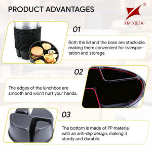 Conteneur alimentaire en plastique PP jetable pour micro-ondes, boîtes à emporter personnalisées avec couvercles - Product Image 3