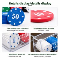 Jetons de poker ABS OEM ODM pour Texas Hold'em, durables et étanches, 100 pièces par boîte, spécial Mahjong et Échecs pour le divertissement