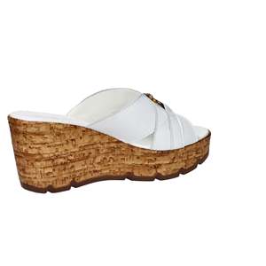 Sandalo con Zeppa Novaflex da Donna Verceia in Pelle Bianca con Tacco in Sughero per l'Estate - Product Image 4