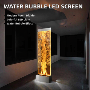 Paravent et séparateur de pièce mobile moderne découpé au laser avec mur à bulles d'eau et éclairage LED RGB pour chambre d'hôtel - Product Image 2