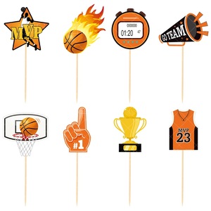 Ensemble de décoration de fête d'anniversaire pour garçon sur le thème du <span class=keywords><strong>basket</strong></span>-ball bricolage personnalisé papier bannière gâteau Topper fond tissu - Product Image 3