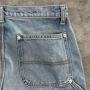 <span class=keywords><strong>Pantaloni</strong></span> Jeans da <span class=keywords><strong>Uomo</strong></span> Personalizzati a Vita Alta <span class=keywords><strong>Blu</strong></span> Effetto Invecchiato Autunnali Taglio Dritto in Cotone Lavato Sbiaditi dal Sole Oversize con Doppio Ginocchio Vintage - Product Image 6