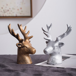 Adornos de cabeza de ciervo, decoración nórdica creativa para vitrina de vinos, decoración sencilla para la entrada, vitrina, decoración suave para el hogar, artesanías - Product Image 3