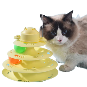 Juguete para Gatos con Rodillo, Torres de 3 Niveles, Pistas con Rodillo y Tres Bolas de Colores, Juguete Interactivo para Gatitos, Rompecabezas Divertido - Product Image 1