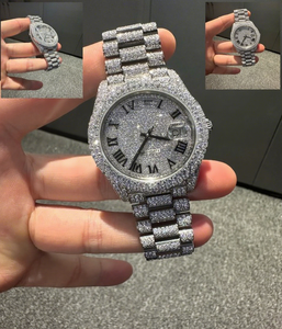 Customized High Quality Moissanite Stainless Steel 38mm Automatic <b>Mechanical</b> <b>Watch</b> with Glass Dial Window 10 Bar Water Resistant - Product Image 1