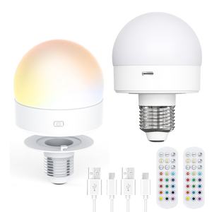 Ampoule LED E27 E26 avec support, lampe détachable rechargeable à piles d'urgence, ampoule de type Puck - Product Image 1