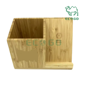 Chargeur sans fil 3 en 1 avec logo personnalisé Support de chargeur sans fil en bambou avec porte-stylo Organisateur - Product Image 2