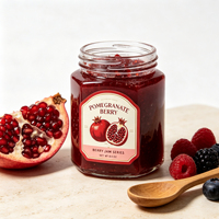 Étiquettes personnalisées écologiques avec motif grenade et bordure rouge vintage pour l'impression d'emballages de pots de confiture de fruits