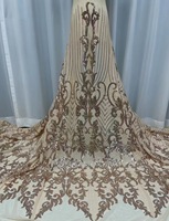 Tissu en dentelle à paillettes, robe de mariée tendance, tissu brodé