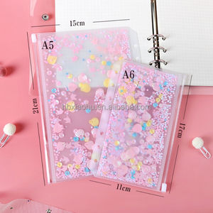 Toptan A5 A6 PVC fermuar kese payetler ile özelleştirilebilir 6-Ring dosya tutucu yan körüklü çanta belgeler için - Product Image 6