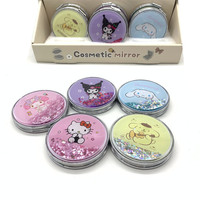 12 pièces mignon dessin animé poche miroir Kits rapide sable Portable petit voyage maquillage miroir avec LED pour enfants et filles sac à main