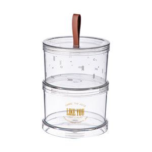 Stackable Food Container Storage Plastic DTK 3 Layers Stackable Transparent Cookie Fruit Food Container Reusable Storage Plastic Snack Jar With Lids