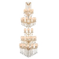 Grand lustre en cristal à plusieurs niveaux pour villa à plafond haut, éclairage de hall d'escalier