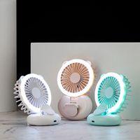 Ventilateur portable pliable AntarcChill avec logo personnalisé, miroir de maquillage et lumière intégrée – Vente en gros