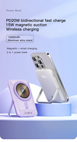 Banque d'alimentation magnétique sans fil PD20W pour téléphone, charge rapide, double USB type-C, portable, mince, LED, format compact