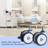 Roulettes médicales et pour mobilier avec frein, à tige filetée, en nylon et caoutchouc, diamètres 50mm, 65mm, 75mm, 100mm, 125mm, du fabricant