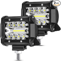 Barre lumineuse LED carrée de 4 pouces 60W 12V 24V 6000K, barre lumineuse de travail LED automobile avec faisceau spot et diffuseur