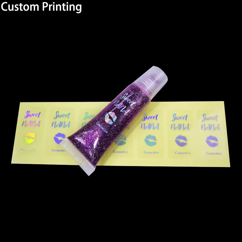 Custom Printing Private blush palette eyelash lashes serum lipstick cosmetics makeup beauty Sticker labels for lip gloss tubes