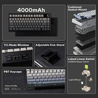 AULA F75 MAX 75% Layout Gasket-mounted Hot-Swappable Tri-Mode Mechanical Keyboard dengan Layar TFT RGB Backlight